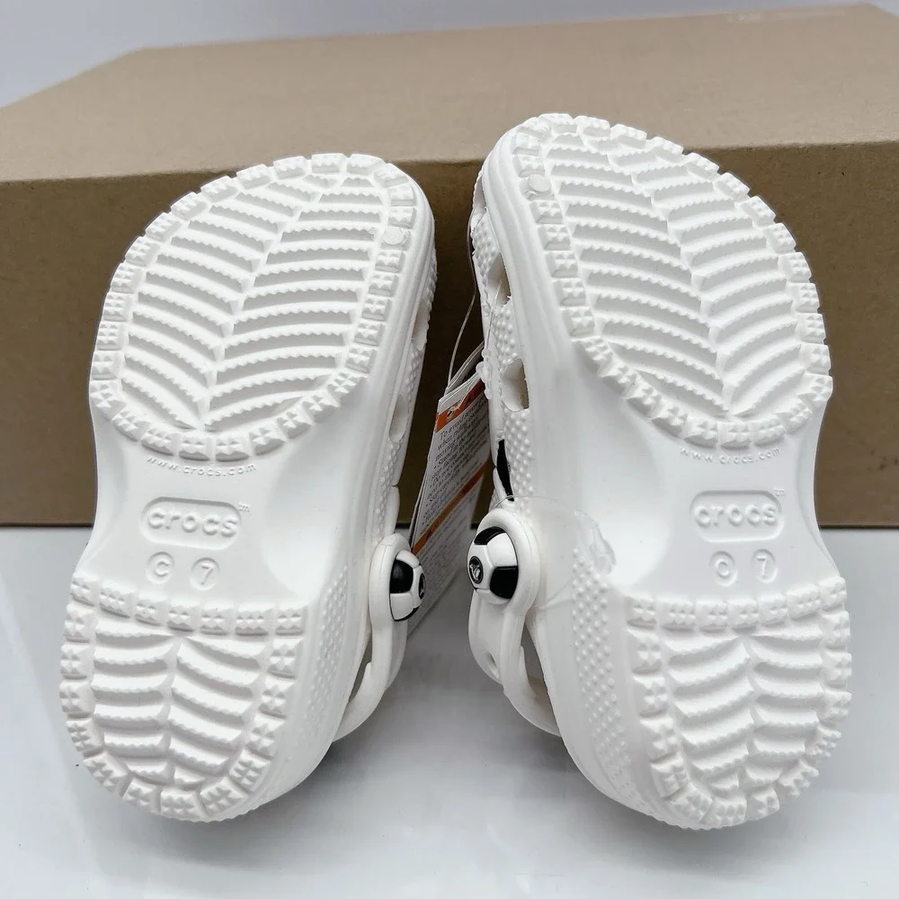 Crocs Classic Sports Kid's Soccer Clogs White Black Size C 7